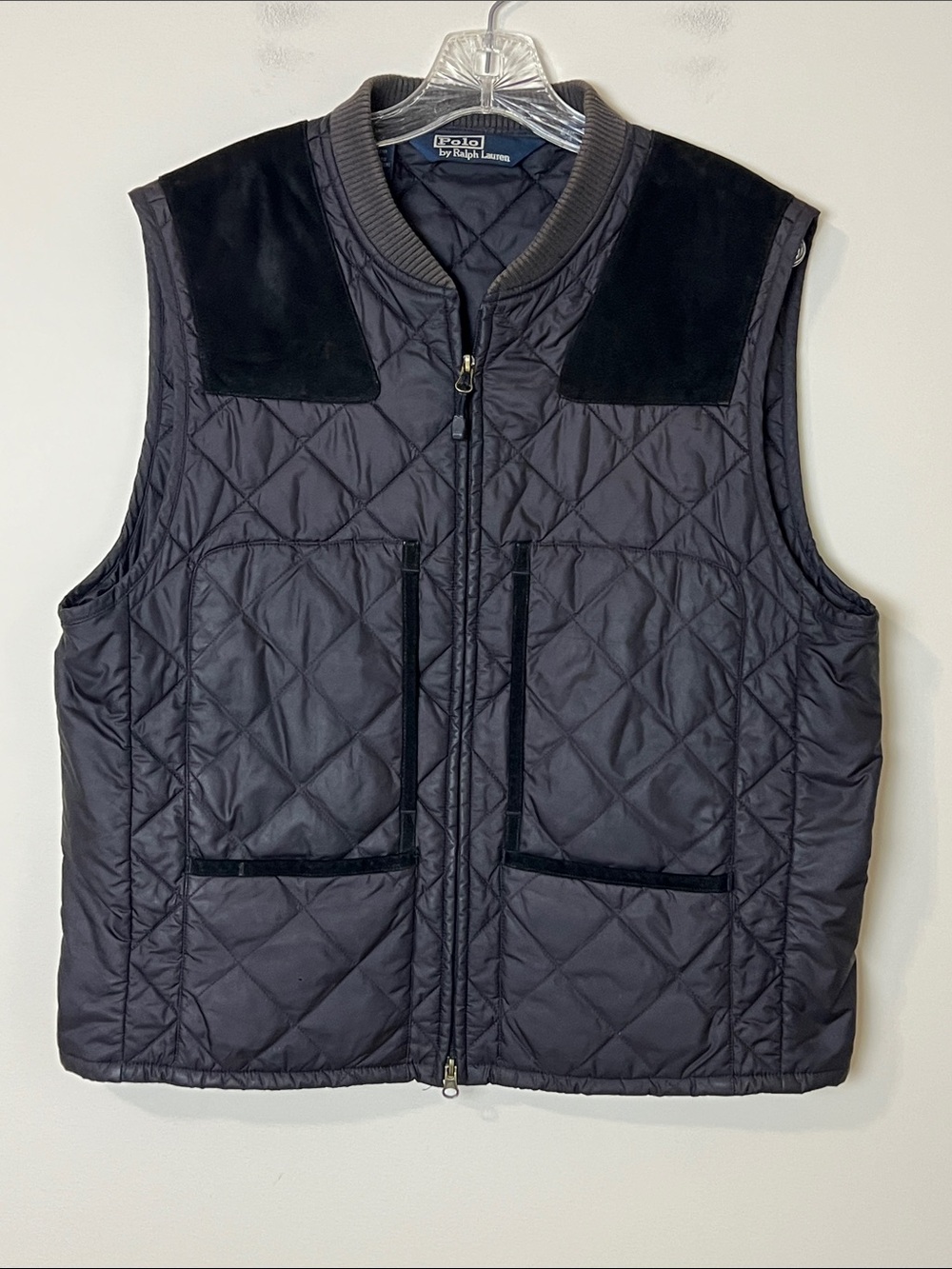 Vintage Polo Ralph Lauren Quilted Vest Mens Large Hunting Shooting Calf Suede‎